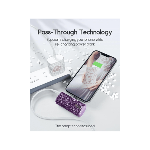 iWALK Bling Secret 4500mAh Portable Power Bank With Built-In Lightning Connector - Sparkly Diamond Purple