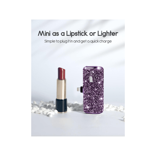 iWALK Bling Secret 4500mAh Portable Power Bank With Built-In Lightning Connector - Sparkly Diamond Purple