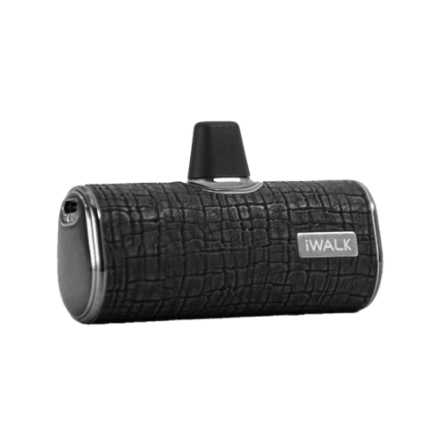 iWALK Bling Secret 4500mAh Portable Power Bank With Built-In USB-C Connector - Leather Black