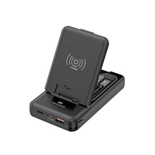 Engage 1 Port USB-C PD 20W + 1 Port USB-A Port Wireless Power Bank With Multi-Functional Box - Black