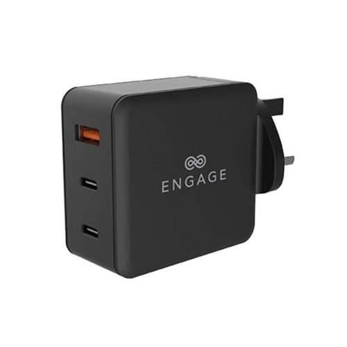 Engage 2 Port USB-C PD + 1 Port USB-A 65w GaN Wall Charger - Black