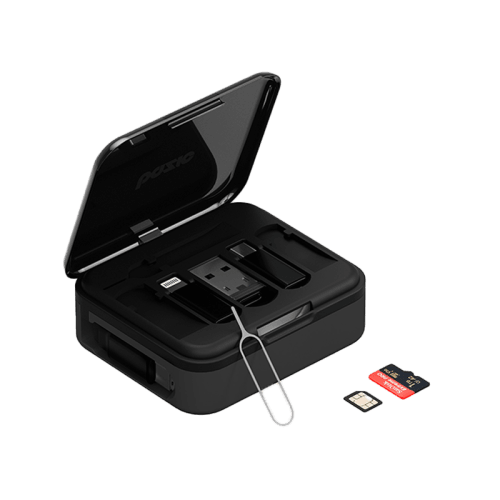 Bazic GoCharge Loop 5 In 1 Cable Kit With Micro/USB-A/Lightning Adapter With 1M Retractable Travel Kit - Black