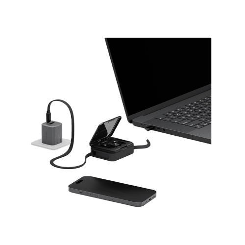 Bazic GoCharge Loop 5 In 1 Cable Kit With Micro/USB-A/Lightning Adapter With 1M Retractable Travel Kit - Black