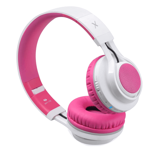 Riwbox Wireless Headphones With LED for Kids - Pink / White