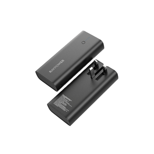 RavPower 1-Port USB-C PD 20W and 2-Port USB-A 10000mAh Power Bank with UK Plug - Black