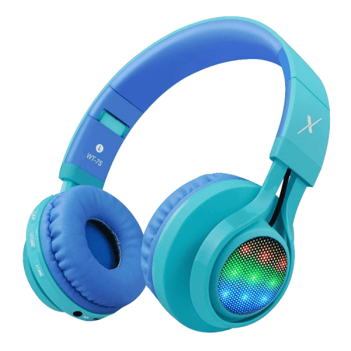 Riwbox Wireless Headphones With LED for Kids - Blue / Green