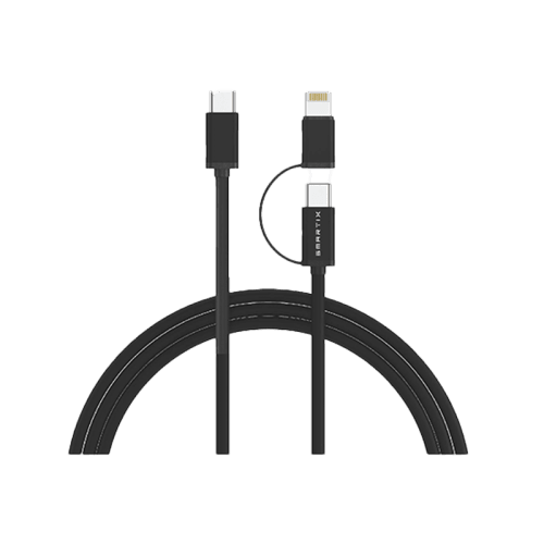 Smart Premium 2 in 1 USB-C to USB-C + lightning Cable - Black