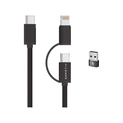 Smart Premium 2 in 1 USB-C to USB-C + lightning Cable - Black