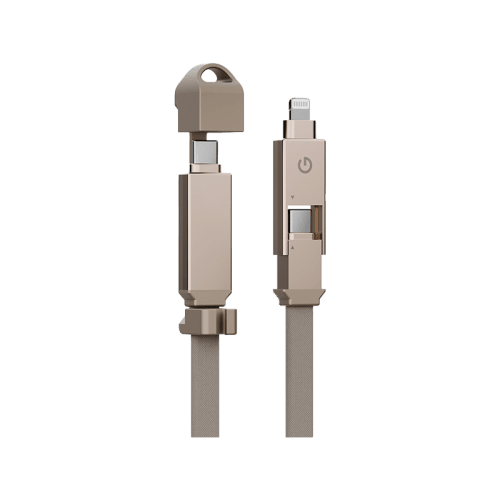 Energea Sheath 2 in 1 USB-C to USB-C + Lightning 480Mbps 60W 15cm Cable - Gold