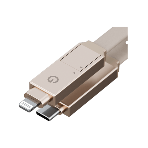 Energea Sheath 2 in 1 USB-C to USB-C + Lightning 480Mbps 60W 15cm Cable - Gold