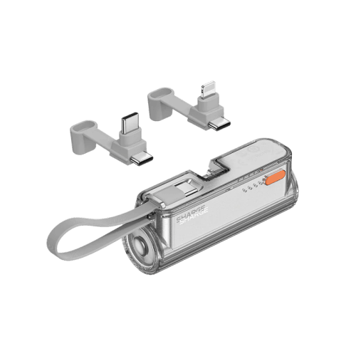 Sharge Flow Mini 2 USB-C With Built-in USB-C 5000mAh Power Bank - Silver