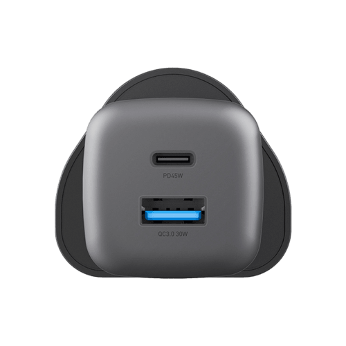 Energea Ampcharge Mini 1-Port USB-C and 1-Port USB-A 45W PD Wall Charger - Gunmetal