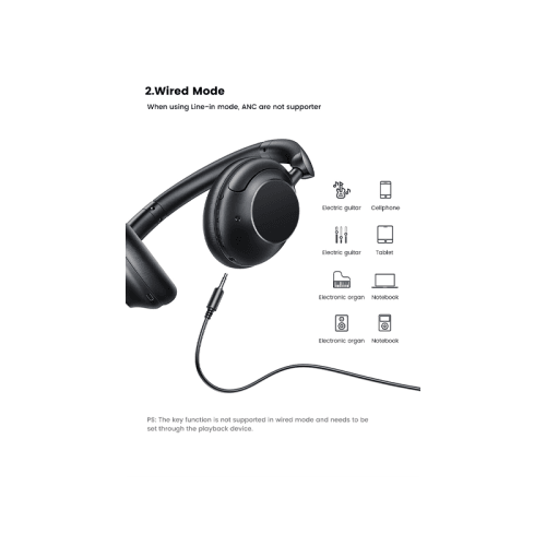 Ugreen Hi Tune Max5 Hybrid Active Noise Cancellation Headphone - Black