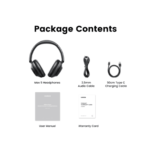Ugreen Hi Tune Max5 Hybrid Active Noise Cancellation Headphone - Black