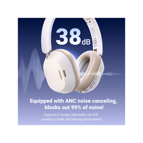 Ugreen Hi Tune Max 5c Hybrid Active Noise Cancellation Headphone - White