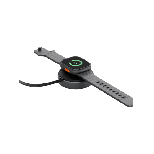 Energea MagDuo Arc 2 In 1 MagSafe Charger With Apple Watch Charger With Retractable USB-C Cable - Gunmetal